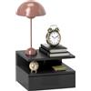 EasyComfort Comodino Sospeso per Camera da Letto con Cassetto e Ripiano Aperto in Legno, 35x32x22.5 cm, Nero Lucido