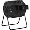 Easycomfort Compostiera da Giardino Girevole a 2 Sezioni con 8 Prese d'Aria, Compostiera Domestica in Acciaio e PP, 160 L, per Compostaggio Rifiuti Organici, 71x65x96 cm, Nero