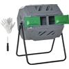 EasyComfort Compostiera da Giardino Girevole a 2 Sezioni con 8 Prese d'Aria, in Acciaio e PP, 71x65x96 cm, Grigio