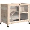 Easycomfort Conigliera in Legno a 2 Piani con Casetta, Rampa e Vassoio Estraibile, 91.5x53.3x73cm