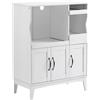 EasyComfort Credenza Cucina Salvaspazio con 2 Armadietti e 2 Ripiani Estraibili in Legno, 84x39x109 cm, Bianco