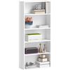 EasyComfort Mobile Libreria a 5 Ripiani con 3 Scaffali Flessibili, in Legno, 60x24x133.5 cm, Bianco
