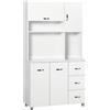 EasyComfort Credenza da Cucina Moderna con Cassetti, Armadietti e Ripiani Aperti, 100x39.5x183.5cm, Bianco