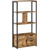 EasyComfort Mobile Libreria con 3 Ripiani, Armadietto e 2 Cassetti, in Truciolato e Metallo, 58x24x122 cm