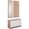 Easycomfort Mobile per Ingresso in Legno Set 3 Pezzi con Scarpiera, Appendiabiti e Specchio, 80x27x46.5cm - Color Legno