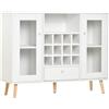 Easycomfort Credenza Moderna da Cucina con Cantinetta Vini 12 Bottiglie, Cassetto e Armadietti in Legno 100x33x80cm Bianco