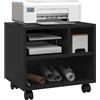 EasyComfort Mobile Porta Stampante a 2 Livelli con 3 Scomparti e Ruote per Ufficio e Studio, 40x30x36cm, Nero