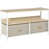 EasyComfort Mobile Porta TV da 47" con Cassetti Pieghevoli in Tessuto e Mensola in Metallo e MDF, 98x29x56cm, Colore Legno