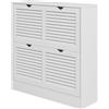 Easycomfort Mobile Scarpiera Salvaspazio in Legno per 16 Paia di Scarpe con 2 Ante a Ribalta, 81.5x25x83cm, Bianco