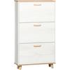 Easycomfort Mobile Scarpiera Salvaspazio in Truciolato con 3 Cassetti e 2 Ripiani Interni Regolabili, 70x23.5x122 cm, Bianco