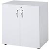 Easycomfort Mobiletto da Ufficio Multiuso con Serratura, Armadietto per Documenti con 2 Ante e Mensola Interna in Legno, Bianco, 80x40x80cm