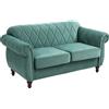 Easycomfort Divano 2 Posti in Legno e Velluto Verde, Spessa Imbottitura, Divano per 2 Persone Design Vintage Rétro, 148 x 72 x 76cm
