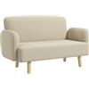 EasyComfort Divano 2 Posti Moderno Effetto Velluto con Imbottitura Spessa, 140x74x79cm, Bianco Crema