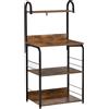 Easycomfort Mobiletto per Microonde a 4 Ripiani e 4 Ganci, Mobile Cucina in Acciaio e Legno 60x40x125cm, Marrone Rustico