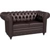 EasyComfort Divano 2 Posti stile Chesterfield con Cuscino Rimovibile, in Ecopelle, Legno e Metallo, 160x84x80 cm, Marrone