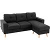 EasyComfort Divano 3 Posti ad Angolo con Penisola Reversibile e Cuscini, in Tessuto Effetto Lino, 193x136x85 cm, Nero