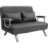 Easycomfort Divano Letto 2 Posti in Similpelle e Acciaio con Seduta Regolabile in 5 Posizioni, 105x80x78 cm, Grigio