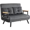 EasyComfort Divano Letto 3 in 1 in Tessuto Effetto Velluto con Schienale Regolabile e 2 Cuscini, 102x73x81 cm, Grigio Scuro