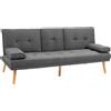Easycomfort Divano Letto 3 Posti Reclinabile con 2 Braccioli Staccabili, in Tessuto Effetto Lino e Legno di Pioppo, 181x77x78 cm