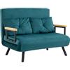 Easycomfort Divano Letto Matrimoniale 3 in 1 Vellutato con Schienale Regolabile in 5 Livelli e Cuscini, Blu Scuro