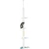 EasyComfort Albero Tiragraffi per Gatti a Soffitto con Palo Regolabile da 225-255 cm, Pallina e Piattaforme, Bianco