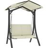EasyComfort Dondolo da Giardino 2 Posti con Tettuccio Regolabile e Cuscini, 150x120x182 cm, Crema