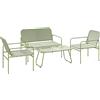 EasyComfort Salotto da Esterno in Rattan PE con Divanetto, 2 Poltroncine e Tavolino con Piano in Vetro, Verde