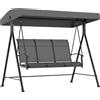 EasyComfort Dondolo da Giardino 3 Posti con Tettuccio Parasole Regolabile, 195x118x170 cm, Grigio Scuro