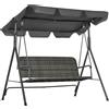 EasyComfort Dondolo da Giardino 3 Posti con Tettuccio Regolabile in Rattan PE, 167x112x153cm, Grigio Scuro