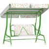 EasyComfort Dondolo per Bambini da Esterno a 2 Posti con Tettuccio Regolabile e Cinture di Sicurezza, 112x75x120 cm, Verde
