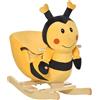 Easycomfort Animale a Dondolo per Bambini a forma di Ape in Legno di Pioppo con Musica, 60x33x45 cm, Giallo e Nero