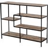 Easycomfort Scaffale Libreria Asimmetrica in Stile Industriale, in Legno e Metallo Nero, 120x32x95cm