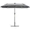 Easycomfort Ombrellone doppio con Base a crocee Luci Solari, 295x150x219cm, Grigio