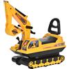 Easycomfort Escavatore Ruspa Giocattolo Cavalcabile per Bambini max. 30 kg con Schienale, Braccio Mobile e Vano Contenitore, 78x24x58.5cm
