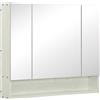 EasyComfort Armadietto Moderno da Bagno con Specchio a 4 Sezioni con Ripiani Regolabili, a Parete in Legno e Vetro, 90x15x75 cm, Grigio