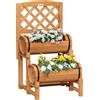 Easycomfort Fioriera da Esterno a Mezza Botte in Legno d'Abete con Design Verticale Rialzato, 45x45x80 cm