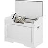 EasyComfort Panca Contenitore da 103L Multifunzione in Legno con Cuscino in Tessuto, 75x40x56cm, Bianco