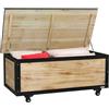 EasyComfort Panca Contenitore da 121L con 4 Rotelle e Maniglie in Legno e Acciaio, 100x50x43cm, Colore Legno