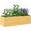 EasyComfort Fioriera da Esterno in Legno di Abete Divisa in 3 Aree con Strato in Tessuto non Tessuto, 140x60x40 cm