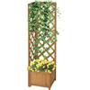 Easycomfort Fioriera da Giardino in Legno di Abete Marrone con Grigliato per Rampicanti e Decorazioni, 40x40x145 cm