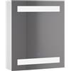Easycomfort Armadietto Pensile da Bagno con 1 Anta, Specchio e Luci a LED | 2 Ripiani Interni | MDF Bianco (60 x 50 x 15cm)