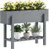 EasyComfort Fioriera Rialzata con Ripiano Inferiore e 2 Fori di Drenaggio, in Legno di Abete, 100x30x70.5 cm, Grigio