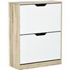 EasyComfort Scarpiera Salvaspazio Slim a 2 Cassetti per 8 Paia di Scarpe 62.5x26x81 cm, Legno e Bianco