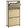 EasyComfort Scarpiera Slim con 3 Cassetti e Ripiani Regolabili per 18 Paia di Scarpe, 60x24x124cm, Rovere