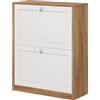 Easycomfort Scarpiera Slim con 3 Ripiani Regolabili a 2 Livelli per 12 Paia, in Truciolato e MDF, 60x24.5x75.5 cm