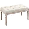 Easycomfort Panca Fondo Letto Imbottita con Rivestimento Effetto Lino e Gambe in Legno, 80x40x41cm, Beige