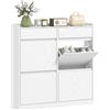 EasyComfort Scarpiera Slim in Legno con 4 Cassetti a Ribalta e 2 Cassetti Scorrevoli, 98x19.2x95.3 cm, Bianco