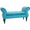 Easycomfort Panca Fondoletto in Stile Vintage, Struttura in Legno e Seduta Imbottita Stile Chesterfield, Azzurra 117 x 40 x 58cm