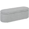 EasyComfort Panca Fondo Letto in Tessuto Teddy con Vano Contenitore, 116x41x40.5cm, Grigio Chiaro