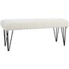EasyComfort Panca Fondoletto Moderna con Gambe a Forcina, in Tessuto Effetto Ciniglia, Legno e Metallo, 118.5x46x49.5 cm, Crema